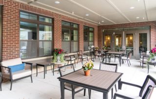 Oakleigh Macomb Senior Living outdoor patio seating area